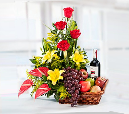 Elegant Surprise-Fruit,Wine,Basket,Hamper