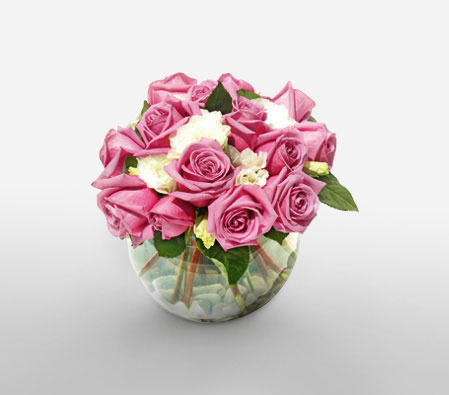 Muted Elegance-Pink,White,Rose,Arrangement