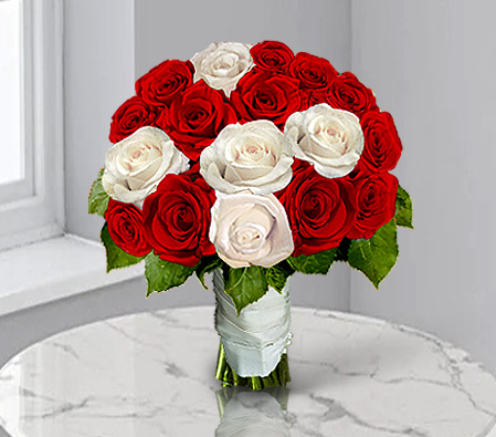 Elegant Expressions-Red,White,Rose,Bouquet