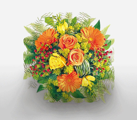 Da Vinci-Orange,Yellow,Daisy,Gerbera,Rose,Bouquet