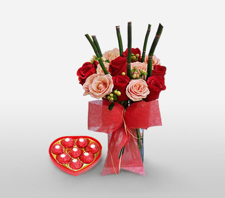 Royal Romance-Pink,Red,Chocolate,Rose,Arrangement