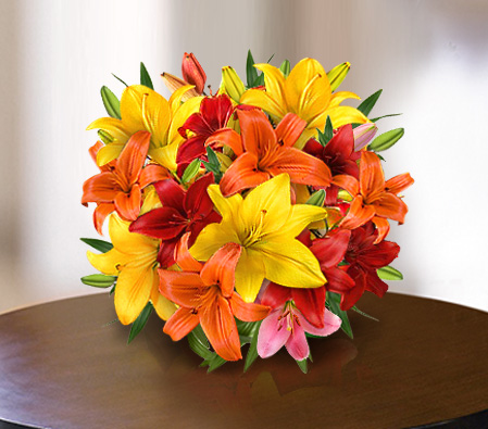 Copacabana-Mixed,Orange,Red,Yellow,Lily,Bouquet