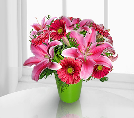 Sao Paulo-Pink,Gerbera,Lily,Mixed Flower,Arrangement