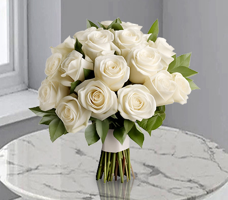 Elegant Sparkle-White,Rose,Bouquet