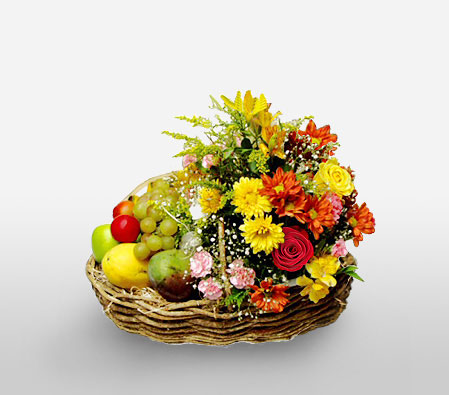 Blossoms And Fruits-Mixed,Fruit,Mixed Flower,Basket,Hamper